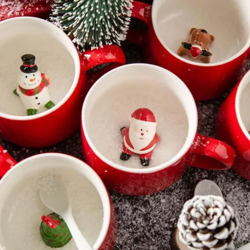 Xfeyaqlo Karácsonyi Bögre Szett 350ml - Mikulás, Rénszarvas, Hóember Porcelán