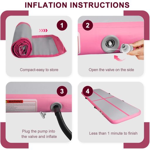 KIKILIVE Napuhana Gimnastička Podloga ‎300 x 100 x 20 cm, Gimnastički Madrac za Zračnu Gimnastiku