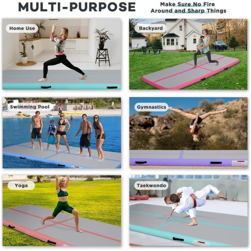 KIKILIVE Saltea gonflabilă pentru gimnastică, 300 x 100 x 20 cm, covor de gimnastică pentru exerciții acrobatice