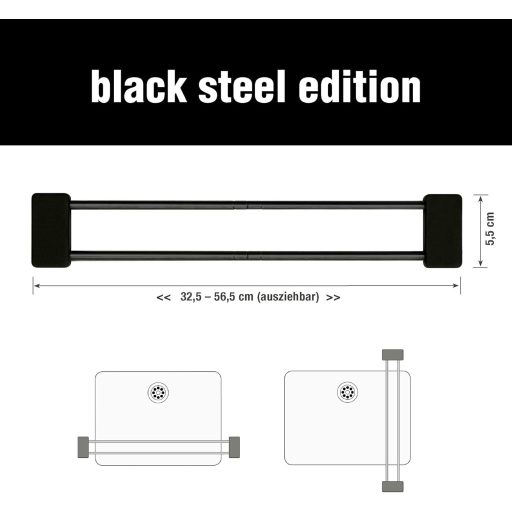 Sanni Shoo Mosogatórongy Tartó Fekete - Konyhai Szervező, Teleszkópos Mosogatószivacs Állvány, Rugalmas Edényszárító, Fekete Rozsdamentes Ac