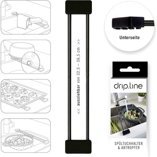 Sanni Shoo Mosogatórongy Tartó Fekete - Konyhai Szervező, Teleszkópos Mosogatószivacs Állvány, Rugalmas Edényszárító, Fekete Rozsdamentes Ac