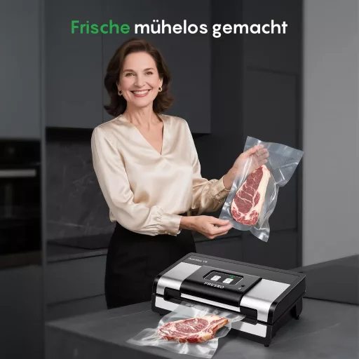 Fresko Automatski vakumski folijer 18L/min s turbo usisnom snagom - Rad s jednim gumbom, nehrđajući čelik, 2 role folije, senzor tekućine