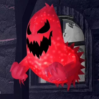   Joiedomi 1,4m Halloween Felfújható Szellem Ablakból Kitörve Piros LED Világítással