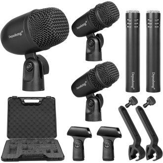   Depusheng set bubnjičarskih mikrofona s 5 mikrofona, metalni, za snimanje