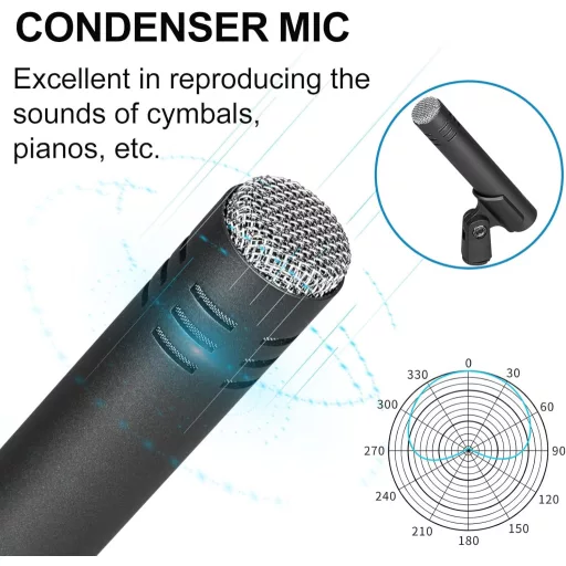 Depusheng set bubnjičarskih mikrofona s 5 mikrofona, metalni, za snimanje