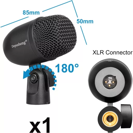 Set de microfoane Depusheng Dob, 5 microfoane metalice pentru înregistrarea instrumentelor de percuție
