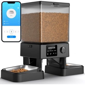   oneisall 5L Automata Macskaeledel Adagoló WiFi Applikációval, 2 Rozsdamentes Tál