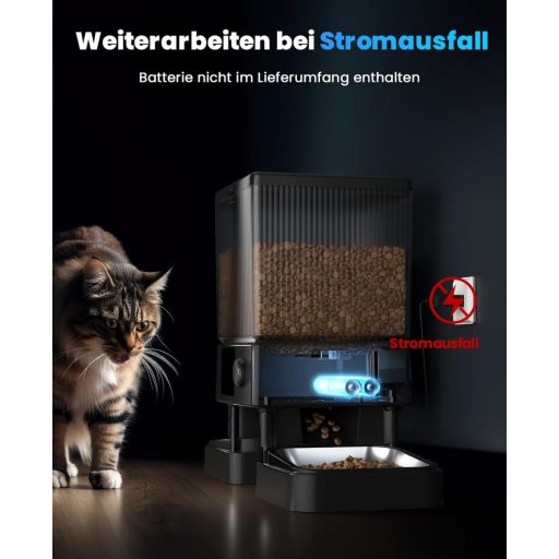 oneisall 5L Automata Macskaeledel Adagoló WiFi Applikációval, 2 Rozsdamentes Tál