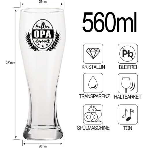 LOZACHE Nagypapa Sörös Pohár 0,5L "Legjobb OPA" Ajándék Férfiaknak