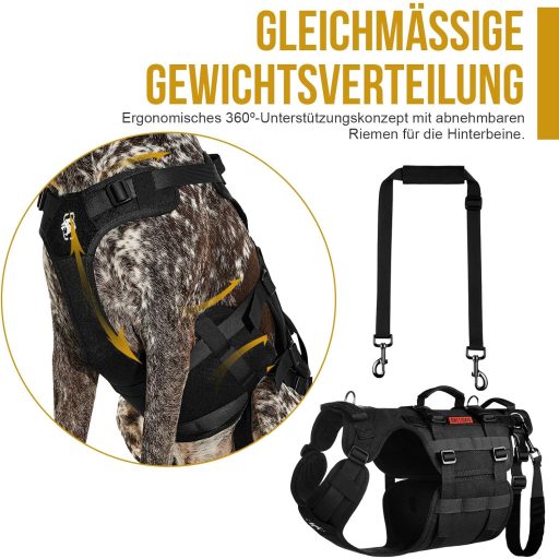 Ham pentru câini OneTigris Invictus pentru rase medii și mari, cu 3 mânere și chingi reglabile