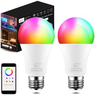  Bec LED Inteligent iLC E27 Compatibil Alexa, Iluminare Inteligentă RGB cu Schimbare de Culoare + Alb Rece 6000K, Pachet de 2 Bucăți
