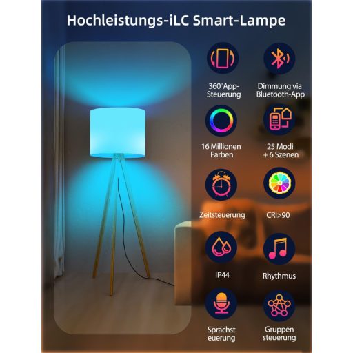 iLC LED Okos Izzó E27 Alexa Kompatibilis, Intelligens Világítás RGB Színváltós + Hideg Fehér 6000K, 2 Darabos Csomag