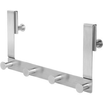   J&V Technologie GmbH Zuhanyfüggöny Akasztó Szett - 6 db Rozsdamentes Acél Törölközőtartó Fúrás Nélkül, Gumivédős Üvegajtó Kampó 10-12 mm Vas