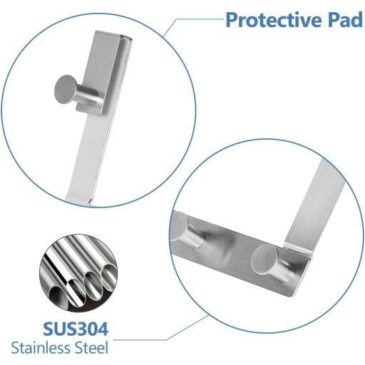 J&V Technologie GmbH Set za vješanje zavjesa za tuš - 6 komada držača za ručnike od nehrđajućeg čelika bez bušenja, kuka za staklena vrata s gumenom zaštitom 10-12 mm željezo