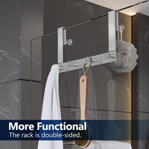 J&V Technologie GmbH Set za vješanje zavjesa za tuš - 6 komada držača za ručnike od nehrđajućeg čelika bez bušenja, kuka za staklena vrata s gumenom zaštitom 10-12 mm željezo