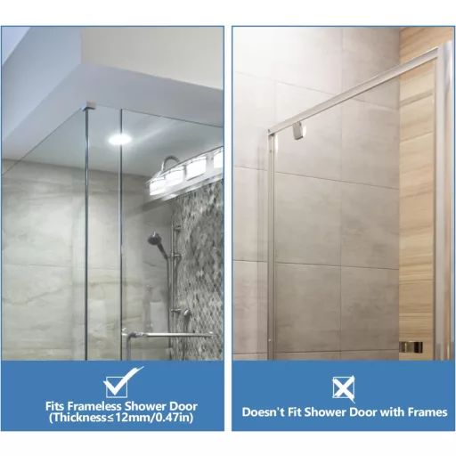 J&V Technologie GmbH Zuhanyfüggöny Akasztó Szett - 6 db Rozsdamentes Acél Törölközőtartó Fúrás Nélkül, Gumivédős Üvegajtó Kampó 10-12 mm Vas