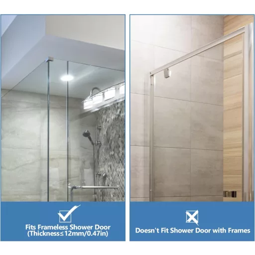 J&V Technologie GmbH Zuhanyfüggöny Akasztó Szett - 6 db Rozsdamentes Acél Törölközőtartó Fúrás Nélkül, Gumivédős Üvegajtó Kampó 10-12 mm Vas