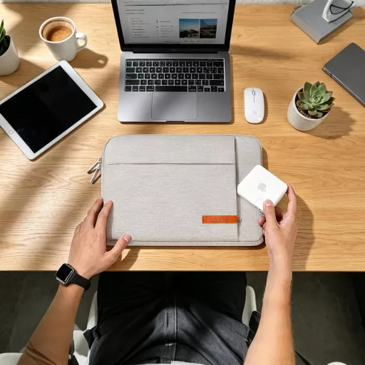 Lacdo Laptop Sleeve 15" MacBook Air M4/M3/M2 és Dell XPS 15 Plus szürke tok