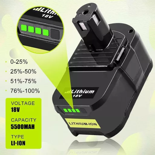 Powtree 2x 18V 5500mAh batéria pre Ryobi ONE+ s LED indikátorom