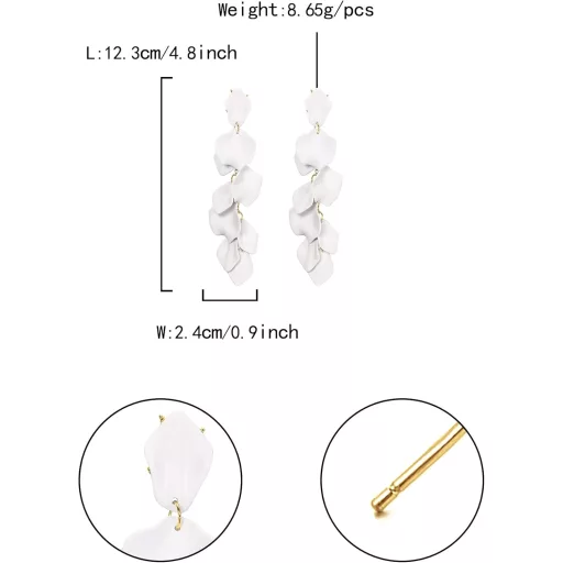 EVER FAITH Cercei statement lungi cu petale florale, acrilice, bijuterii suspendate pentru femei