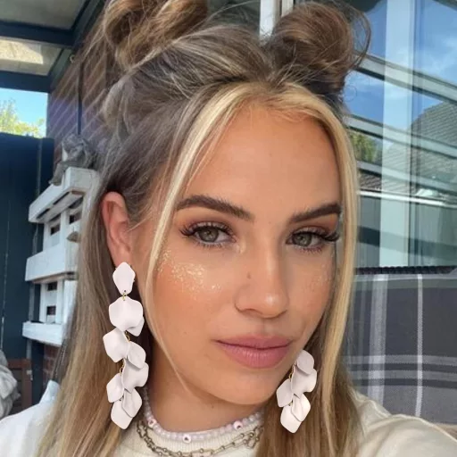 EVER FAITH Cercei statement lungi cu petale florale, acrilice, bijuterii suspendate pentru femei