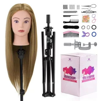   Neverland Beauty & Health 71cm szőke gyakorló fejmodell valódi hajjal, tartóval