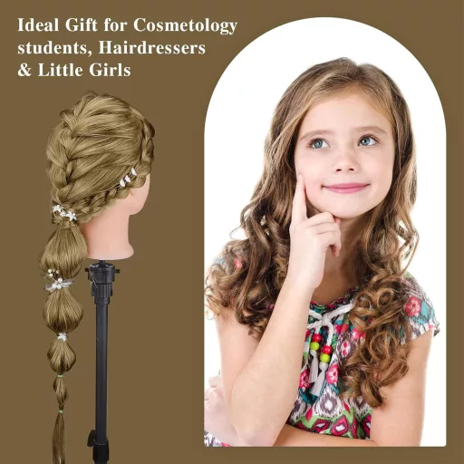 Neverland Beauty & Health 71cm szőke gyakorló fejmodell valódi hajjal, tartóval