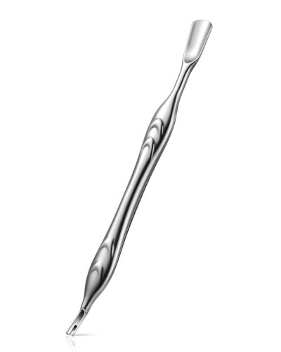 FERYES 2 în 1 Instrument din oțel inoxidabil pentru cuticule, împingere și tăiere, pentru manichiură și pedichiură - Argintiu, calitate profesională pentru îngrijirea unghiilor