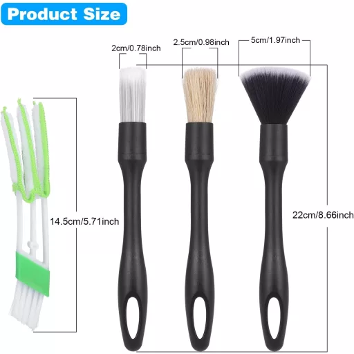 JIZZU 4-dielna súprava kefiek na detailing auta, čistenie kolies a interiéru