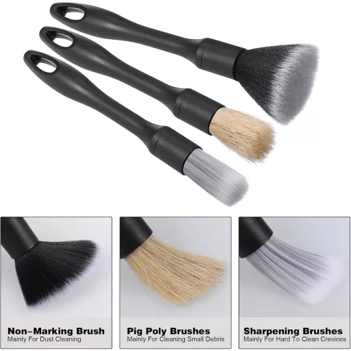 JIZZU 4-dielna súprava kefiek na detailing auta, čistenie kolies a interiéru