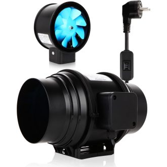   Brogachy 100 mm Állítható Csőventilátor 215/185 m³/h - Vízálló Elszívó Ventilátor Pincéhez, Garázshoz, Fürdőszobához, Növénysátorhoz, Kétfokatú