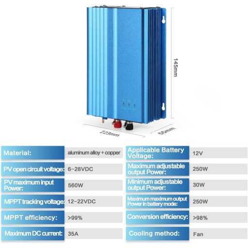 DEWIN 500W Grid Tie Inverter MPPT napelem rendszer 12V-230V átalakító
