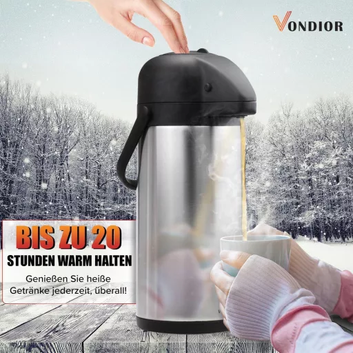 Vondior 3 literes termoszkancsó rozsdamentes acél kávé italdiszpenzér