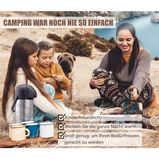 Vondior 3 literes termoszkancsó rozsdamentes acél kávé italdiszpenzér