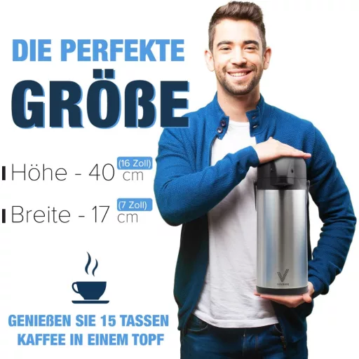 Vondior 3 literes termoszkancsó rozsdamentes acél kávé italdiszpenzér