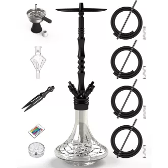   Set narghilea NOBLE HOOKAH 100 cm cu 4 racorduri, iluminare LED și creuzet XXL