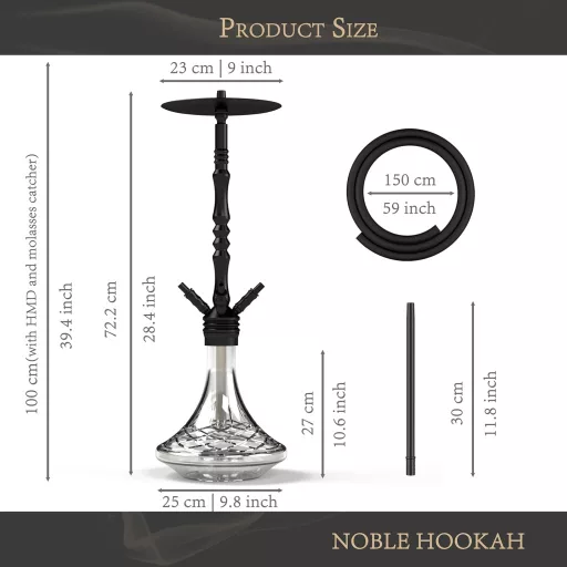 NOBLE HOOKAH 100 cm Shisha szett 4 csatlakozással LED világítással XXL fej