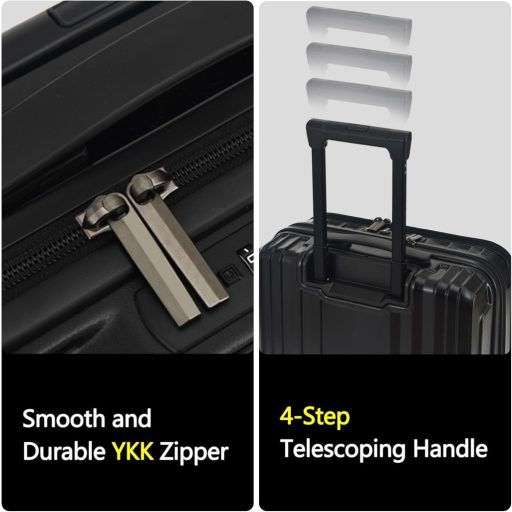 Troller de cabină TydeCkare, 16 inch, cu 2 compartimente pentru laptop, valiză neagră.