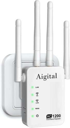 AIgital AC1200 Dual Band WiFi Jelerősítő és Repeater, 5GHz/2.4GHz, 1200Mbps