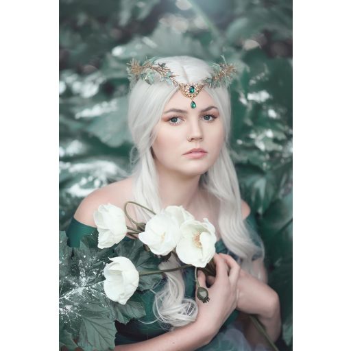 MOSTORY Elfia koruna listová čelenka kostým víly pre ženy stredoveký vavrínový veniec