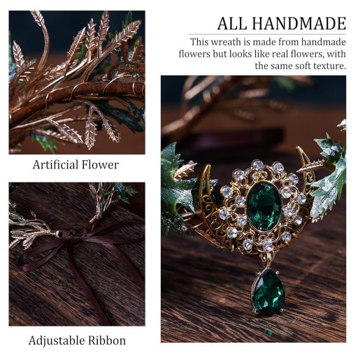 MOSTORY Elfia koruna listová čelenka kostým víly pre ženy stredoveký vavrínový veniec