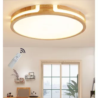  Plafonieră rotundă GHiycotdl 40 cm, 24W, reglabilă, 3000-6000K, design lemn