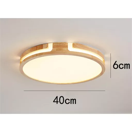 Plafonieră rotundă GHiycotdl 40 cm, 24W, reglabilă, 3000-6000K, design lemn