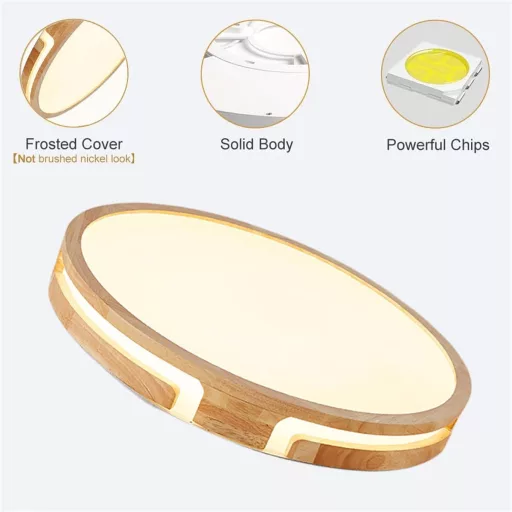 Plafonieră rotundă GHiycotdl 40 cm, 24W, reglabilă, 3000-6000K, design lemn