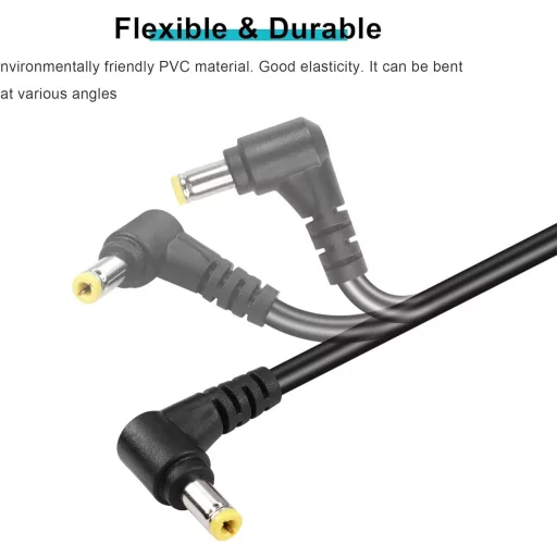 GINTOOYUN DC 5.5x2.5mm Hosszabbító Kábel, 90 Fokos, 3m, 18AWG Réz Tápkábel Biztonsági Kamerákhoz, LED Szalaghoz, CCTV Rendszerekhez