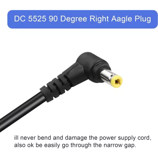 GINTOOYUN DC 5,5x2,5mm Predlžovací kábel, 90-stupňový, 3m, 18AWG medený napájací kábel pre bezpečnostné kamery, LED pásy, CCTV systémy