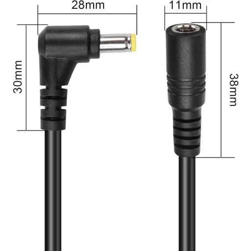 GINTOOYUN DC 5.5x2.5mm Hosszabbító Kábel, 90 Fokos, 3m, 18AWG Réz Tápkábel Biztonsági Kamerákhoz, LED Szalaghoz, CCTV Rendszerekhez