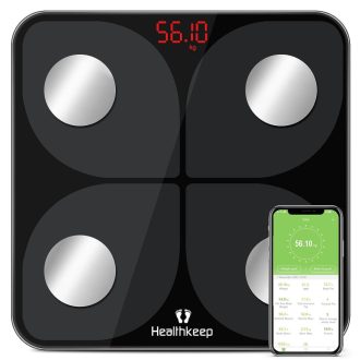   Healthkeep Okos Testösszetétel Mérleg Bluetooth Applikációval - Testzsír BMI Izomtömeg Mérő Digitális Személymérleg Fekete