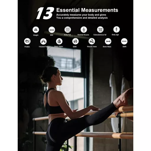 Healthkeep Okos Testösszetétel Mérleg Bluetooth Applikációval - Testzsír BMI Izomtömeg Mérő Digitális Személymérleg Fekete