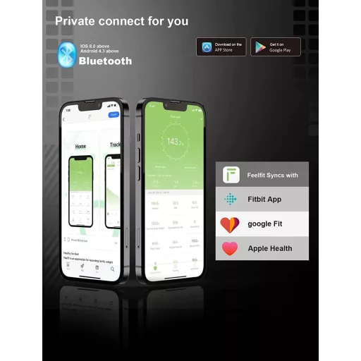 Healthkeep Okos Testösszetétel Mérleg Bluetooth Applikációval - Testzsír BMI Izomtömeg Mérő Digitális Személymérleg Fekete